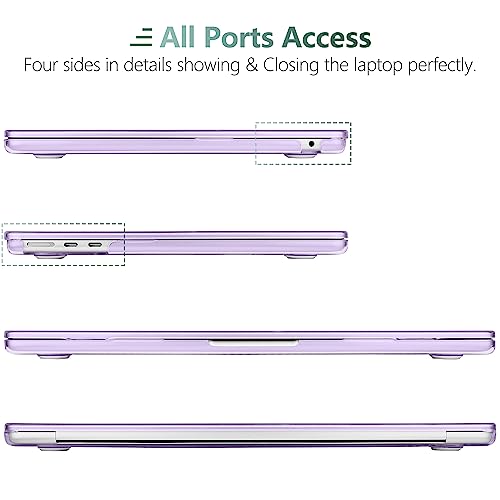 Image of DONGKE Compatible with MacBook Air 13 inch Case M5 M4 M3 M2 2026 2025 2024-2022 A3449 A3240 A3113 A2681, Plastic Hard Shell & Keyboard Cover for MacBook Air 13.6 inch, Crystal Purple