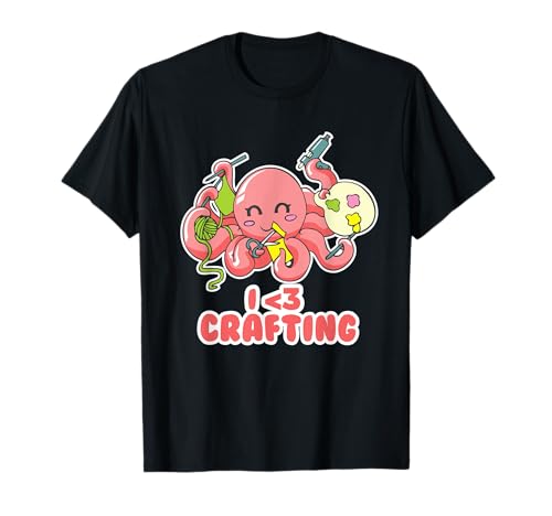 I Love Crafting Funny Octopus Paper Arts Craft Artwork T-Shirt