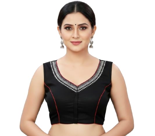 RETU CREATION'S Women's Cotton Choli Blouse, V-Cut Neck, Printed, Sleeveless, Regular Fit, Traditional Style-image-0