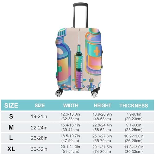 Luggage Covers Anti-Scratch Suitcase Cover Gradient Medical Items Pattern Washable Elastic Suitcase Protector Travel Luggage Protector Covers Carry On Luggages Cover L (26-28 inches)2
