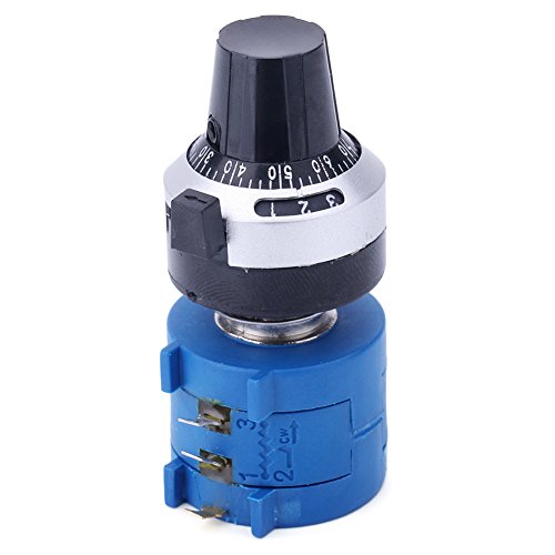 JANSANE 10 Turn Potentiometer 1K Ohm 2w Wirewound Multiturn Adjustable Precision with Rotary Dial Knob 6mm Shaft - Thumbnail 2
