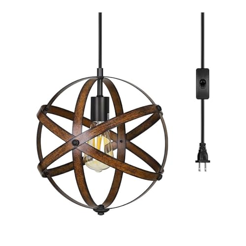 Suspension en bois avec cordon de 4,5m et interrupteur pour îlot cuisine et chambre, luminaire marron