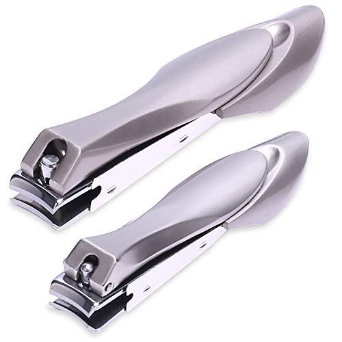 H&S Nail Clippers 2 Pcs Nail Cutter Set Toenail Fingernail Clippers Kit with Catcher File for Thick Nails Men Women