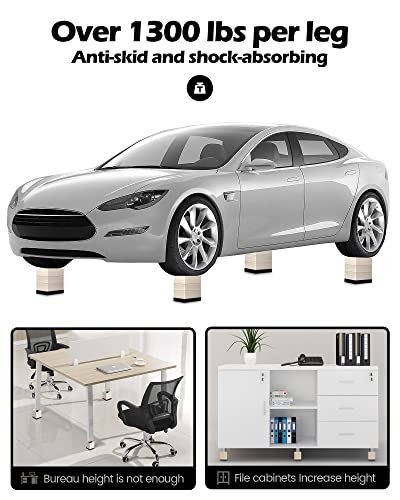 Furniture Risers, Tclouda Bed/Sofa/Desk/Table/Chair Leg/Fridge Lifts To 1.5, 3 And 4 In, Rectangle Adjustable Risers Blocks For Extenders, Heavy Duty Supports Up To 1300 Lbs, 1.5 In-Apricot-Rectangle #TOP4