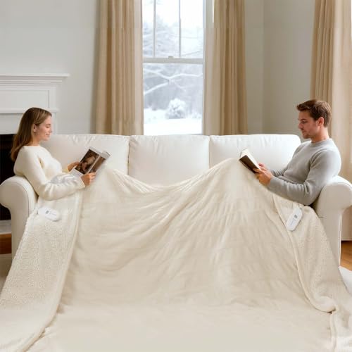 FVERWAG Electric Blanket King Size Dual Control - Heated Blanket with 5 Heat Settings, 10 Hours Auto Off, Overheat Protection, Washable Heating Blankets Gift for Mom 100