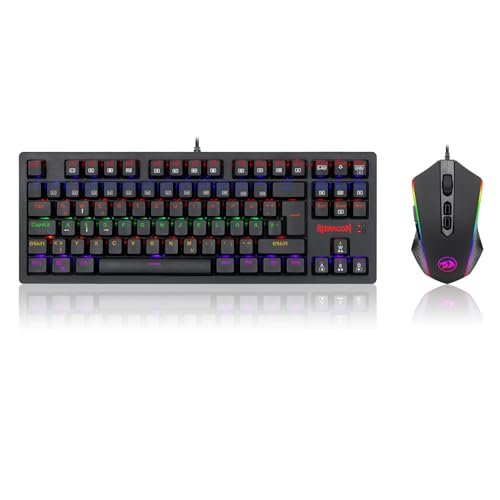Redragon K552 Mechanische Tastatur-Maus-Kombination Kabelgebundene Gaming-Tastatur mit Regenbogen-LEDs, braunen Schaltern und RGB-Gaming-Maus mit 4200 DPI für Windows-PC-Gamer – S113 DE QWERTZ Redragon K552 Mechanische Tastatur-Maus-Kombination Kabelgebundene Gaming-Tastatur mit Regenbogen-LEDs, braunen Schaltern und RGB-Gaming-Maus mit 4200 DPI für Windows-PC-Gamer – S113 DE QWERTZ