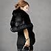 Old Dlrd Women's Winter Faux Fur Coat Wedding Bride Cloak Cape Shawl for Evening Party (Black)