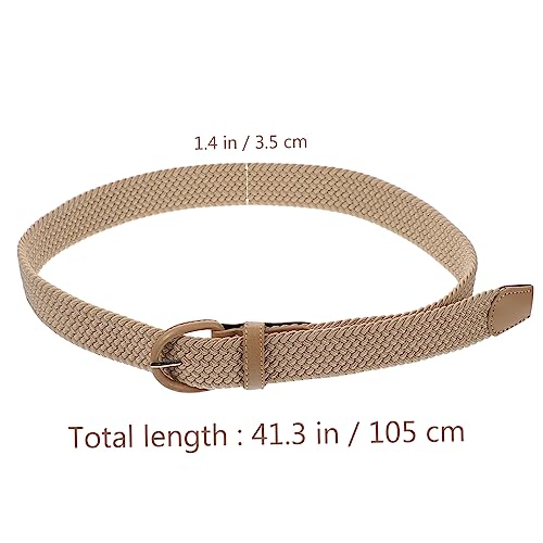 Stylish Elastic Woven Waist Belt for Men and Women Durable Braided Fabric Strap Stretchy Beige Clothes Belt for Jeans Dresses Sweaters Lightweight and Non Fading Accessory2