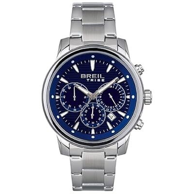 Breil Orologio UOMO CALIBER quadrante MONO-COLORE BLU movimento CRONOGRAFO QUARZO e BRACCIALE ACCIAIO ARGENTO EW0511