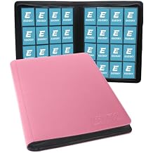 EGOSKY 1000+ Pockets Trading Card Binder, 16 Pocket Side Loading Zipper Card Holder Album for Sports, Game Cards Pink