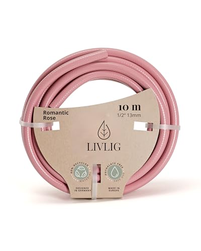 LIVLIG Gartenschlauch 10m, Gartenschlauch 1/2 Zoll Made in Germany, Wasserschlauch 10m aus recyceltem PVC, formstabil, Farbe: Rosa LIVLIG Gartenschlauch 10m, Gartenschlauch 1/2 Zoll Made in Germany, Wasserschlauch 10m aus recyceltem PVC, formstabil, Farbe: Rosa
