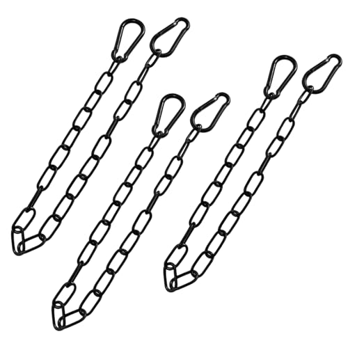 Image of Black Chain, Heavy Duty Gate Chain, 3 Pack 50CM Two-End Hook Chains, Metal Chains for Gate Locks, Secure and Durable
