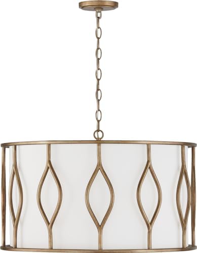 Capital Lighting 352541ML Cohen Art-Inspired Luxe White Fabric Bolt-On Shade Pendant Ceiling Light, 4-Light 240 Total Watts, 15" H x 24" W, Mystic Luster
