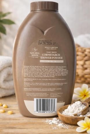 Natural Sense Shower Powder Plant-Based Cornstarch Dusting Powder - 10 Ounce 2 Pack