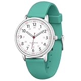 IBSO Women Watch for Nurse Easy to Read Dial Wristwatches Silicone Band Water Resistant Watches Second Hand and 24 Hour (0027 Green)