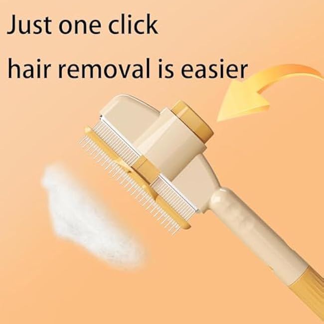 Flea Comb for Cats and Dogs Set, Brush for Shedding Pet Hair Removal Comb with Release Button, Long & Short Stainless Steel Metal Teeth for Shedding and Tangles Cats & Dogs Pet Grooming Supplies-rUQkFHcH