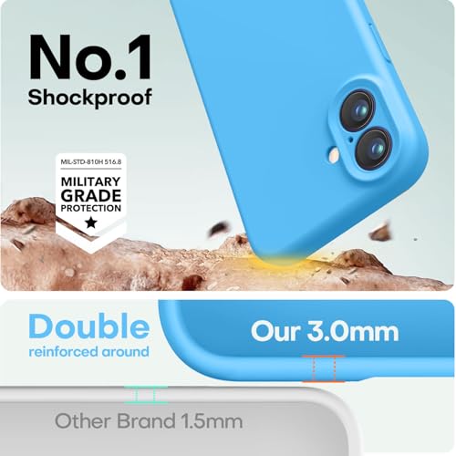 Image of LOVE 3000 Designed for iPhone 16 Case, Premium Silicone with [Soft Anti-Scratch Microfiber Lining] Shockproof Protective Phone Case for Men Women Girls 6.1 inch, Blue