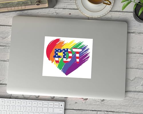 Image of Anti Donald Stickers. FDT Gay Pride Stickers For Bumper, Car Window, or Laptop. 4.5 inchx4 inch. Set of 3. Foxtrot Delta Tango Decals. Rainbow Heart Patriotic Decals. Pro LGBTQ+. Made in the USA.