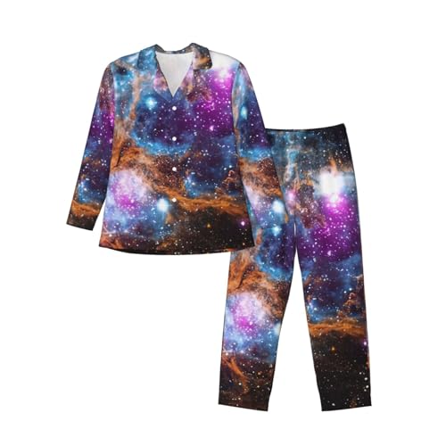 Pyjama homme imprimé galaxie ensemble de nuit deux pièces confortable pour la maison