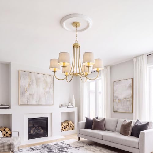 Image of 2pcs Ceiling Medallion for Light Fixtures Chandeliers,White,Elegant | Molded PU Ceiling Decor, Lightweight Decorative Trim, for Ceiling Fan, Chandelier and Indoor Lighting Fixture Home Renovation