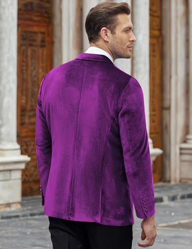 Image of COOFANDY Men's Velvet Blazer Notched Lapel Velour Suit Jacket One Button Tuxedo Jackets for Wedding Prom Party Dinner