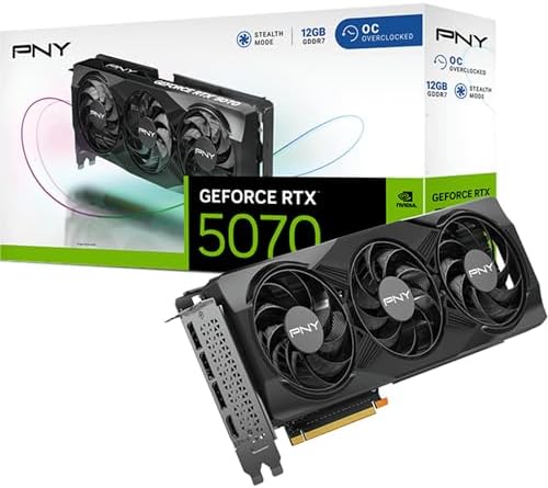 PNY GeForce RTX 5070 Overclocked Triple Fan - 12GB GDDR7, HDMI, 3...