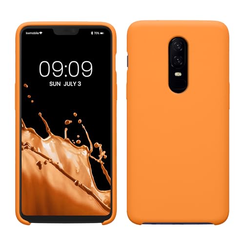 kwmobile Housse Compatible avec OnePlus 6 Coque - Housse de téléphone Protection Souple en TPU Silicone - Orange fruitée