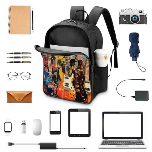 Mochila escolar para niños que buscan espacio y comodidad con diseño tridimensional de guitarra 4