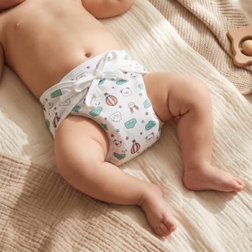 Image of Blushbaby Pack of 8 - Pure Cotton Padded Nappy for Newborn Baby 0-3 Months | Double Layered, Extra Soft & Breathable Cotton Langot | Reusable & Washable Cotton Nappy for Baby Boy & Girl | Newborn Baby Essentials
