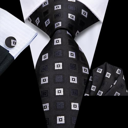 Image of Dubulle Mens Tie and Lapel Pin Paisley Striped Floral Necktie for Men Pocket Square Cufflinks 4PCS Set Wedding Party
