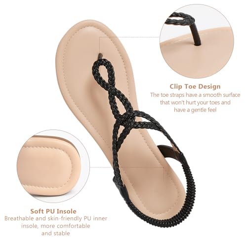 Image of zeetoo Women's Flat Sandals Summer T-StrapThong Bohemian Casual Comfortable Dressy Sandals for Women