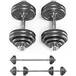 Barra Halterofilia Mujer PROIRON Kit de Mancuernas Ajustables de Hierro Fundido 30kg - Juego de Pesas con Barra Conexion para Halterofilia, Culturismo, Aptitud, Ejercicios Gimnasio en Casa