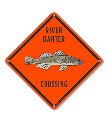 Panneau River Darter Crossing en aluminium orange réfléchissant