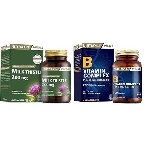 Nutraxin Herbal Milk Thistle 60 Tablet Takviye Edici Gıda ve Nutraxin B Complex Vitamin 60 Kapsül Takviye Edici Gıda