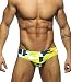 Men's Ployester Camo Swimsuit Bikni Briefs with Adjustable Drawstring Yellow,M