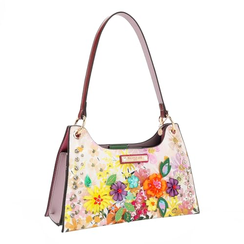 Nicole Lee Dreams Blossom Shoulder Bag, Vegan Leather, Rhinestone Studded, 3 Compartments2