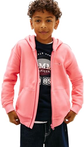 Tommy Hilfiger Kinder Unisex Hoodie mit Reißverschluss Mini Corp und Rippstrick-Saum, Rosa (Tropical Blush), 2 Jahre – Ansicht 1