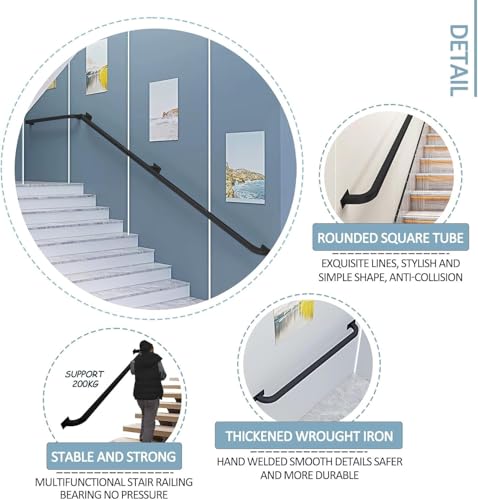 Rampe d'escalier noire intérieure extérieure fer forgé 150cm