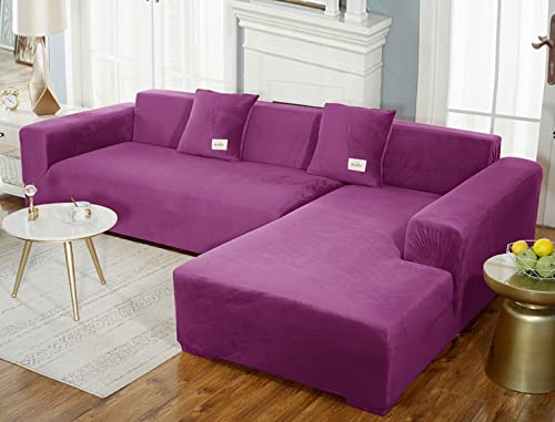 Revêtement de canapé sectionnel velours extensible violet de haute qualité