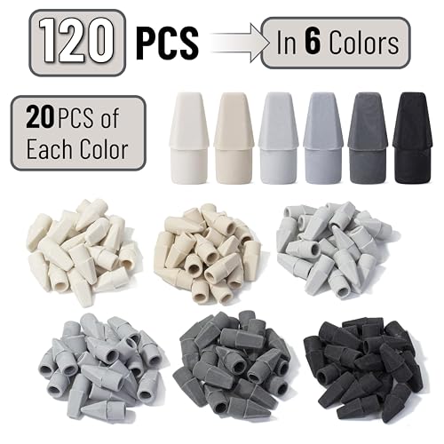 Image of Mr. Pen- Pencil Erasers Toppers, 120 Pack, Colorful, Latex Free, No Smudge | Mr Pen Erasers for Pencils