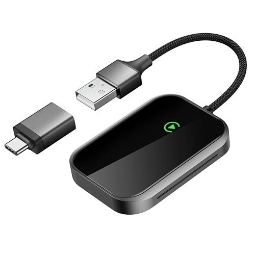Wireless CarPlay Adapter for iPhone Apple CarPlay Wireless Adapter USB-C Bluetooth Connection Auto-Switch for Multiple iPhones Fast & Stable iOS 10+ (Stealth Black)