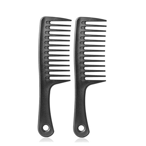 Wide Tooth Comb Hair Combs: 2Pcs Wide Tooth Comb For Curly Hair,Black Hair,Thick Hair,Fine Hair,Wet Hair,Plastic Long Large Wide Tooth Comb For Shower Detangler,Hair Combs For Women(Black) #TOP1