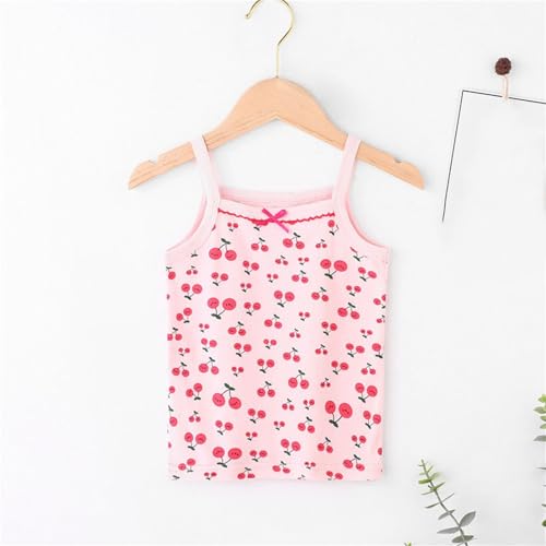 Toddler Girls Cute Bow Camisole Cherry Printed Summer Sleeveless Tank Top Comfy Soft Ctton Tees for 2-14 Years2