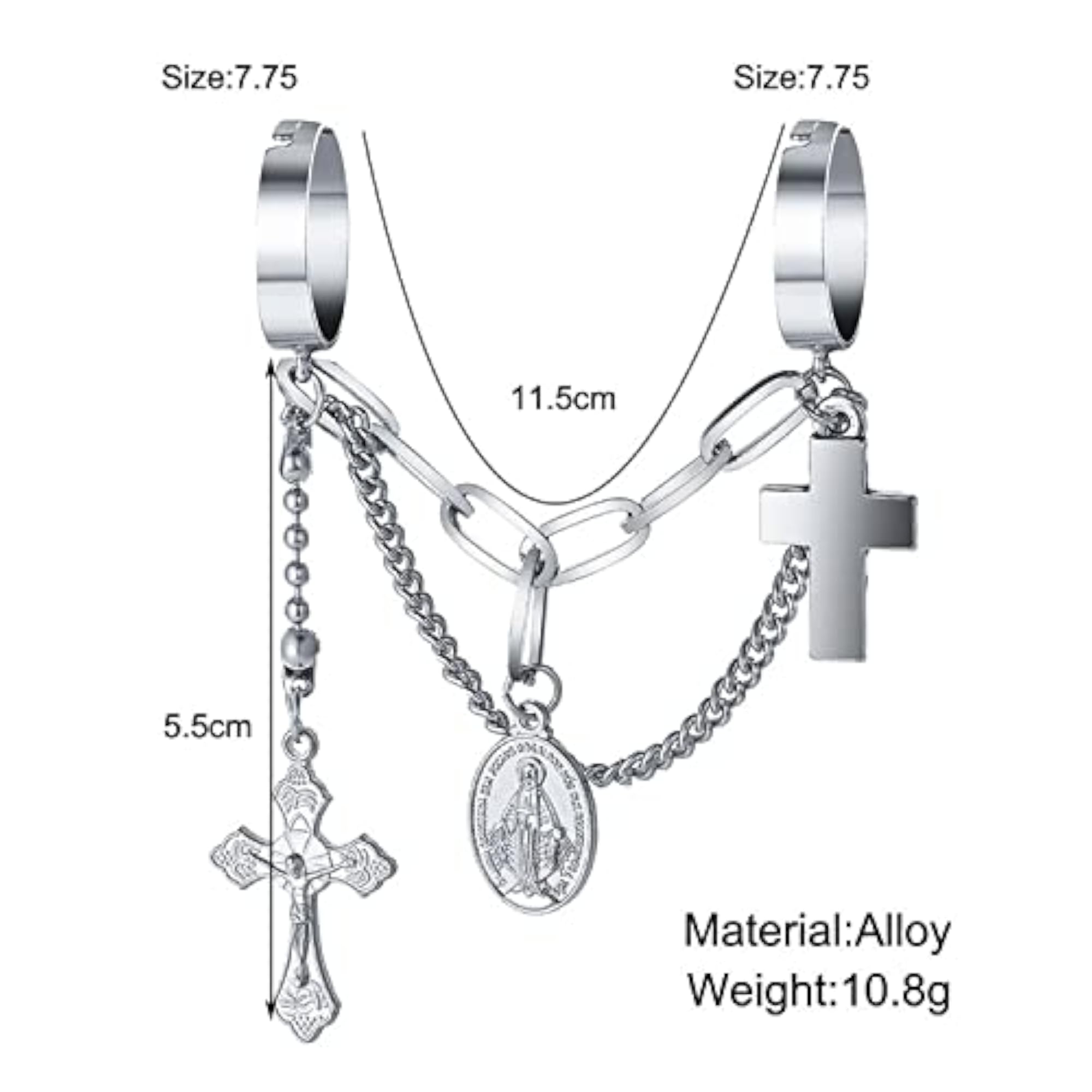 Plated Toned Cross Chain Ring Set