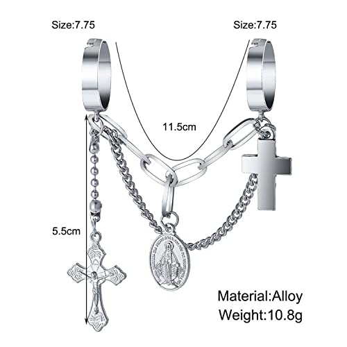 Plated Toned Cross Chain Ring Set