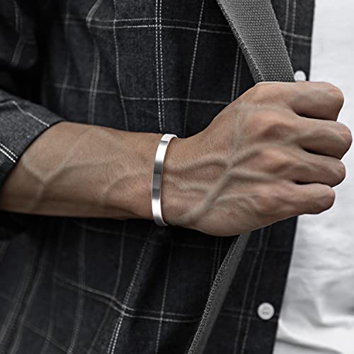 JeweBella 4 Stück Armreif Armband für Herren Damen Edelstahl Vintage Offen Maschette Armband Set Stapelbar Blatt Feder Armband Schmuck Geschenk – Bild 6