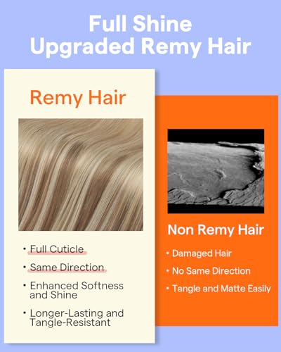 Image of Full Shine Balayage Clip in Hair Extensions Real Human Hair | Blonde Human Hair Extensions Clip ins, Clip in Extensions, Color 10 Fading to 16 And 16 Blonde, 7 Pcs 22 Inch 120g
