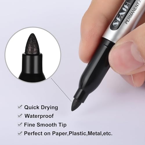 SFAIH Blue + Red Permanent Markers Bulk - 1s Quick Dry, Fine Point Permanent Markers for Paper Plastic Glass Metal Wood, Waterproof, Kitchen Classroom Office, Doodling, Marking, Non-Fading - Image 2