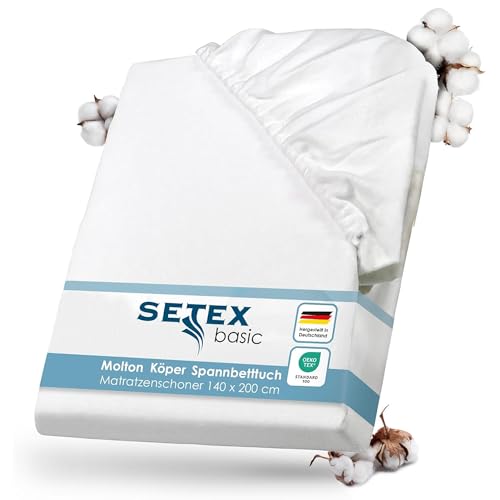 SETEX Molton Köper Matratzenschutz, 140 x 200 cm, Matratzenschoner aus 100 {bb0c99ff4294760ce814c946f7f214c1d25c9634983cb1f669742409f524eb0c} Baumwolle, Basic, Weiß SETEX Molton Köper Matratzenschutz, 140 x 200 cm, Matratzenschoner aus 100 {bb0c99ff4294760ce814c946f7f214c1d25c9634983cb1f669742409f524eb0c} Baumwolle, Basic, Weiß