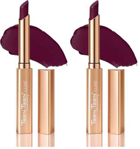 Image of TEEN TEEN LUXE Matte Lipstick | Long-Lasting Wear Up to 12 Hours | Ultra Smooth Velvet Finish | Rich Pigmented Lip Shade | Lightweight & Travel Friendly | Plum-Power, 1gm (Pack of 2)